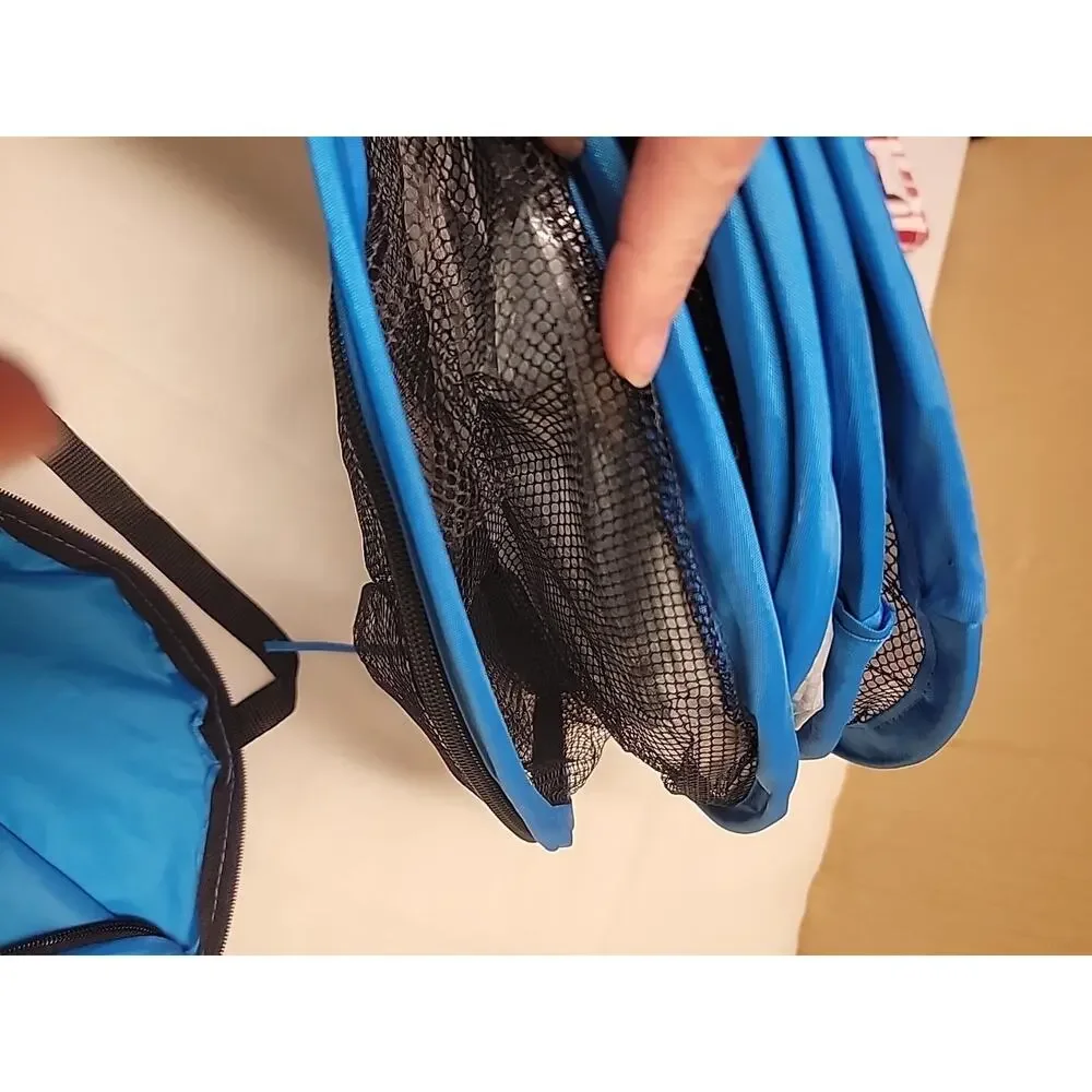 Pop Up Mesh Pet Tent Black Net Blue Trim - New In Case 47.25x24.80x19.68